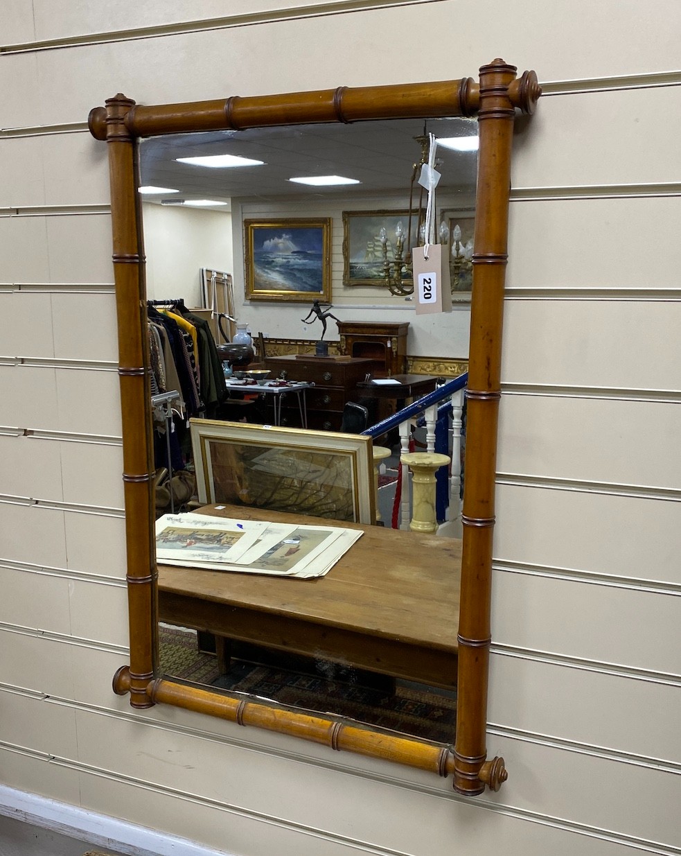 A Victorian faux bamboo rectangular wall mirror, width 55cm, height 79cm